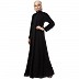 Front open zipper abaya with pintucks- Black Front open zipper abaya with pintucks- Black